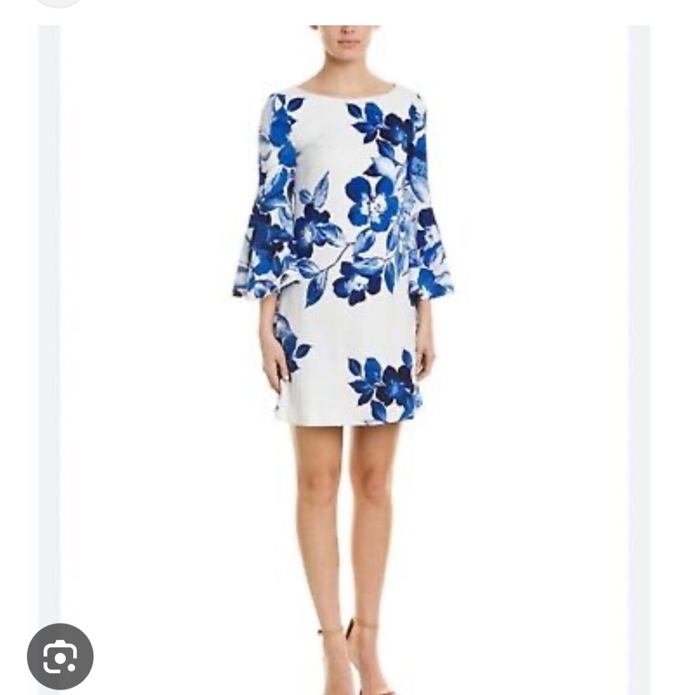Blue and white floral Eliza J dress NWT
